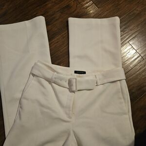 Ann Taylor White Women's Flare Pants with Belt